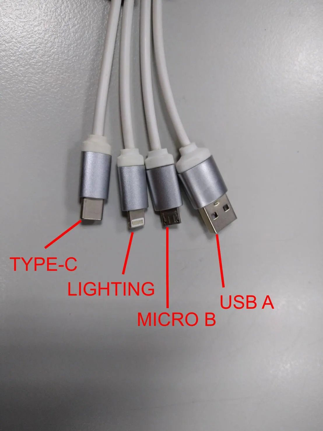 多頭充電線不同的充電孔