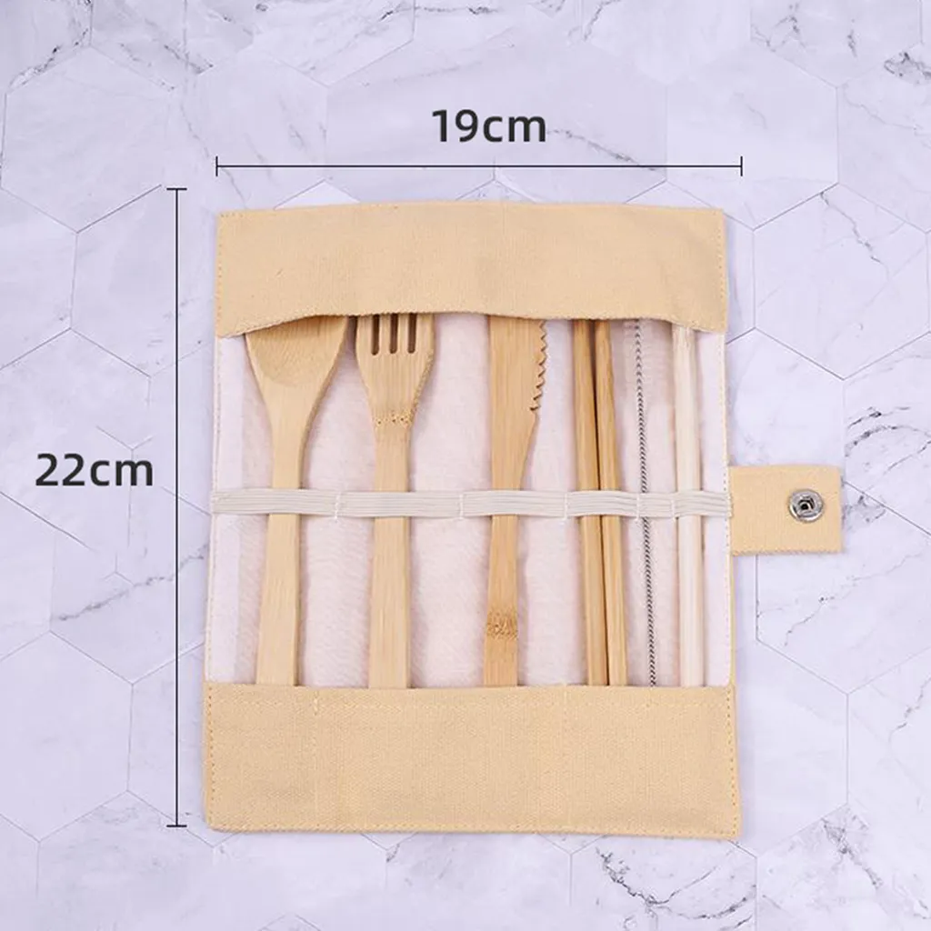 白色布袋竹製環保餐具組