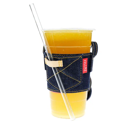 牛仔布環保提袋飲料 可側背手搖杯提袋